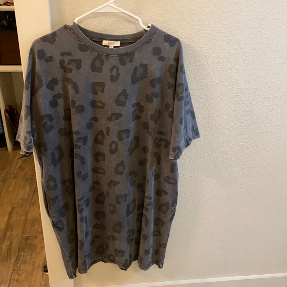 Easel grey cheetah t shirt dress.